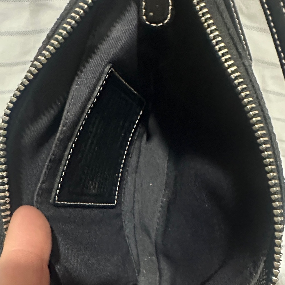 Coach Signature Demi Mini Pouch Hand Bag Canvas Leather Black 6094 - Picture 6 of 7